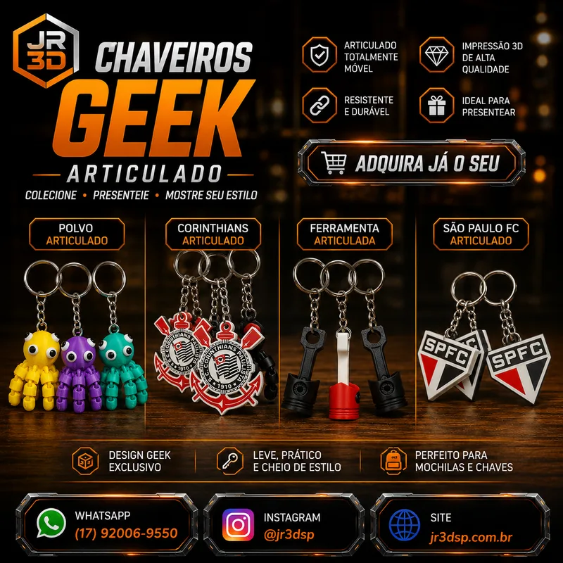 Chaveiro geek articulado